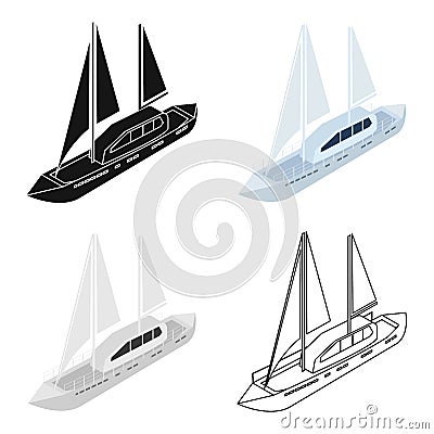 Yacht icon in cartoon style isolated on white background. Transportation symbol stock vector illustration. Vector Illustration