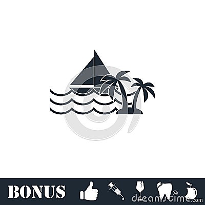 Yacht icon flat Vector Illustration