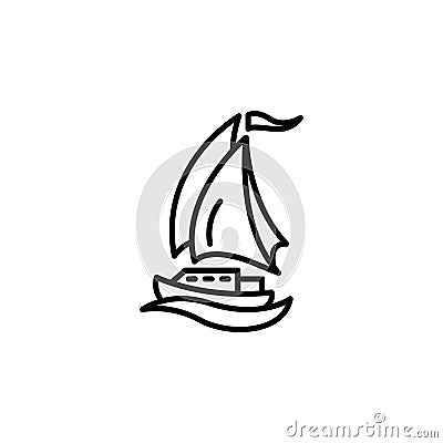 Yacht linear vector icon. sail yacht line thin sign. sailboat outline symbol. Boat ship simple logo black Vector Illustration