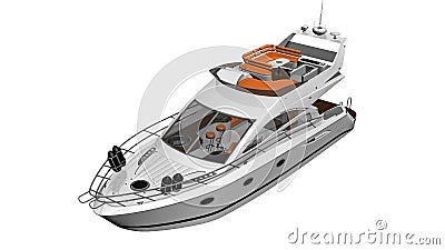 Yacht, luxury boat, vessel isolated on white background, 3D render Stock Photo