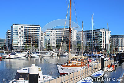 Yacht marina and modern buildings Editorial Stock Photo