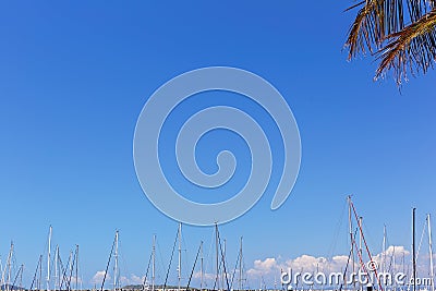 Yacht Masts Against A Blue Sky With Copy Space Stock Photo