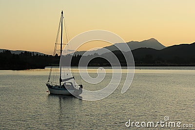 Yacht moored on lake Te Anau in Fjordland National Park Stock Photo