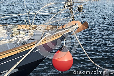 Yacht prow with rigging Stock Photo
