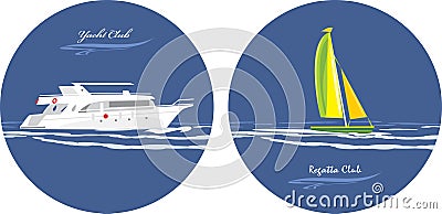 Yacht and regatta club. Icons for design Vector Illustration