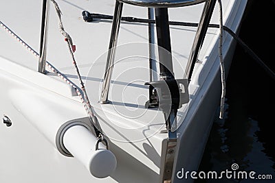 Yacht with retracting bowsprit Stock Photo