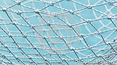 Yacht safety nets of sailing yacht . Stock Photo
