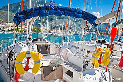 Yacht , Sailboat in Nydri in Greece. Stock Photo