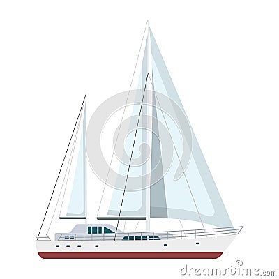 Yacht sailboat or sailing ship, Vector Illustration