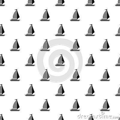 Yacht with sails pattern, simple style Vector Illustration