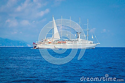 Yacht in the sea near Portofino, Liguria, Italy Stock Photo