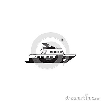yacht at sea in sunny weather icon. Element of ship illustration. Premium quality graphic design icon. Signs and symbols collectio Cartoon Illustration