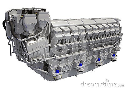 Yacht and Ship Engine 3D rendering Stock Photo