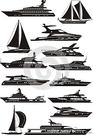 yacht silhouettes Vector Illustration