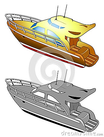 Yacht, speed boat, vector illustration Vector Illustration