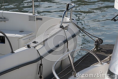 Yacht stern moored Stock Photo