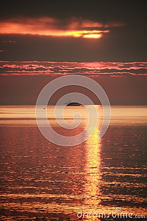 Yacht at sunset Stock Photo