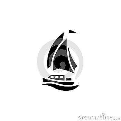 Yacht vector icon. sail yacht sign. sailboat symbol. Boat ship simple logo black Vector Illustration