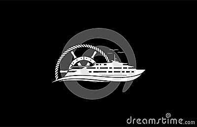 Yacht vector logo template Cartoon Illustration
