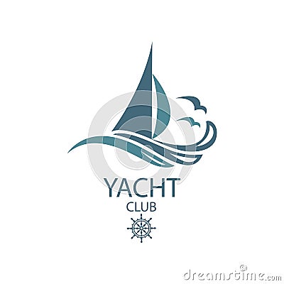 Yacht and waves icon Vector Illustration