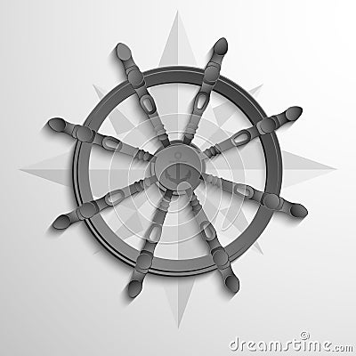 Yacht wheel symbol. Helm paper Vector Illustration