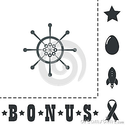 Yacht wheel symbol. Helm silhouette. Vector Illustration