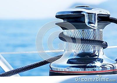 Yacht Winch Stock Photo