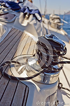 Yacht winch Stock Photo