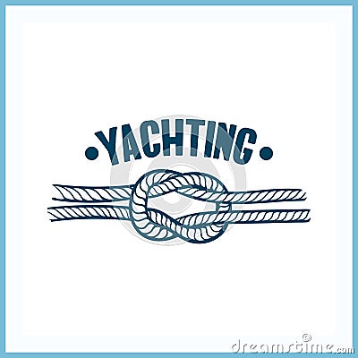 Yachting Badge With Rope Vector Illustration