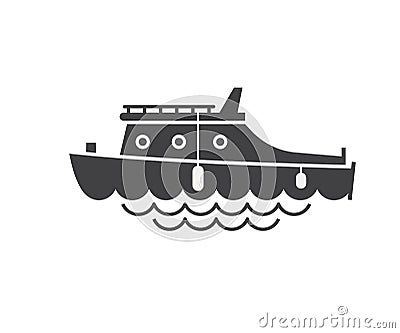 Yachting Boat Outline Icon Vector Illustration