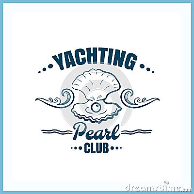 Yachting Club Pearl Badge Vector Illustration