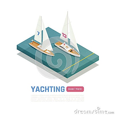 Yachting Isometric Colored Banner Vector Illustration