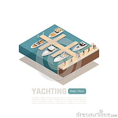 Yachting Isometric Colored Composition Vector Illustration