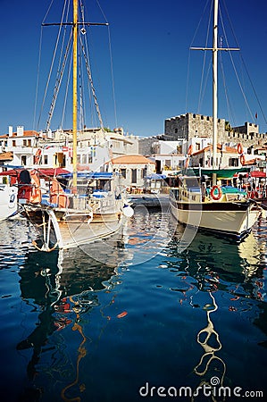 Yachts in bay Stock Photo