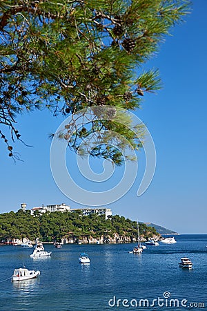 Yachts in the bay of island, Heybeliada, Turkey Stock Photo