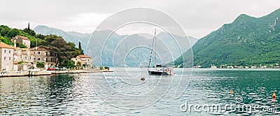 Yachts, boats, ships in the Bay of Kotor Editorial Stock Photo