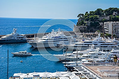 Yachts on the harbor of Monaco Editorial Stock Photo