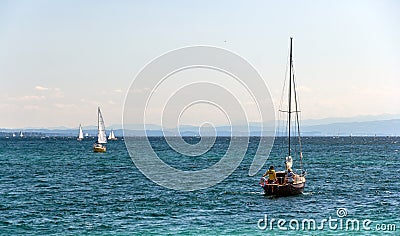 Yachts on Konstanz lake Stock Photo