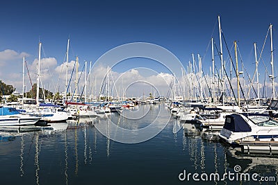 Yachts in Larnaca port, Cyprus. Editorial Stock Photo