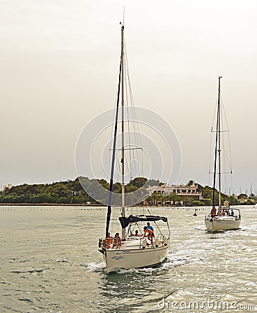 Yachts on the Mar Menor Editorial Stock Photo