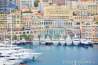 Yachts in Monaco harbor Stock Photo