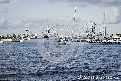 Yachts moored at keywest marina. Miami, Florida Stock Photo