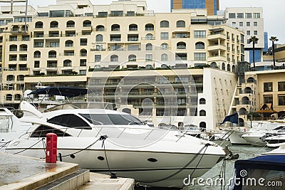 Yachts moored at Portomaso, Malta Stock Photo