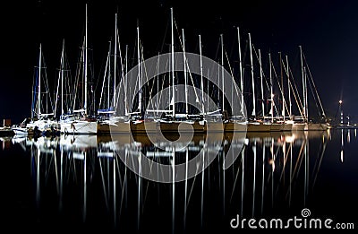 Yachts at night Stock Photo