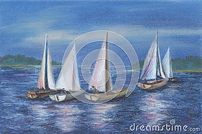 Yachts by the Obsky sea Stock Photo