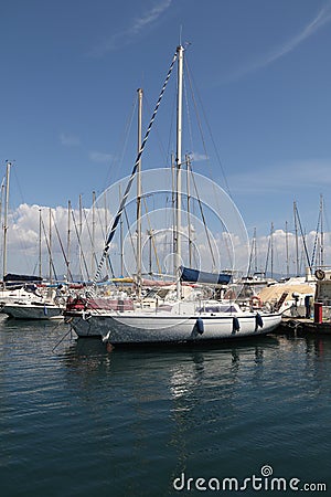 Yachts at Poetto marina Editorial Stock Photo