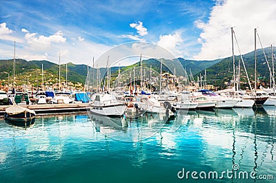 Yachts in the port of Rapallo, Italy Stock Photo