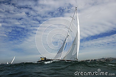 Yachts are racing in a wavy sea Editorial Stock Photo