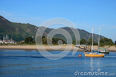 Yachts in River Conwy, Deganwy, North Wales Stock Photo