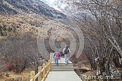 Amazing autumn season at Yading Nature Reserve in Sichuan, China Editorial Stock Photo